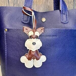 Dog Purse Charm Schnauzer Bag Charm Purse Dark Brown Dog lover Gift FAST SHIP